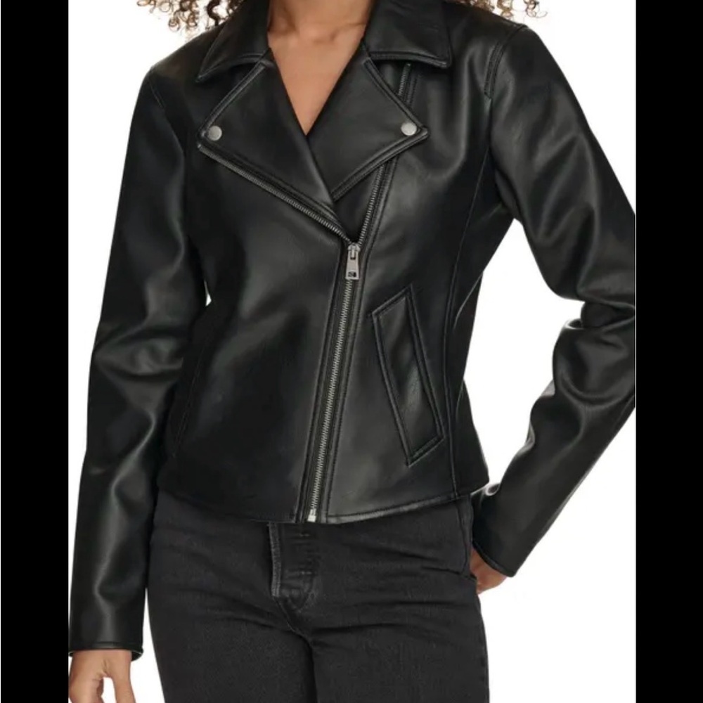 Jones New York Women's Black Leather Jacket